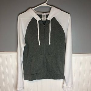 VS PINK NEW gray and white zip up hoodie